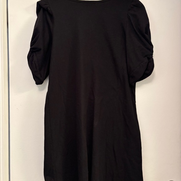 New Anthropologie Black Amadi twist puff-sleeve Cotton Midi dress $ 118 M - Picture 3 of 4